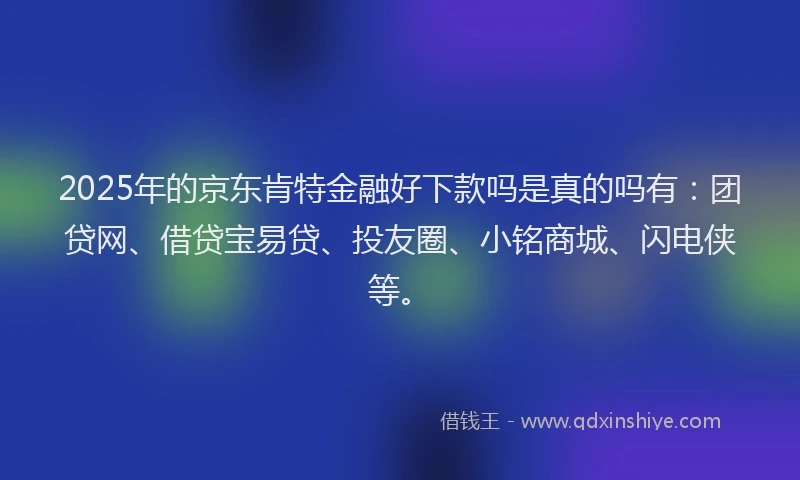 2025年的京东肯特金融好下款吗是真的吗有：团贷网、借贷宝易贷、投友圈、小铭商城、闪电侠等。