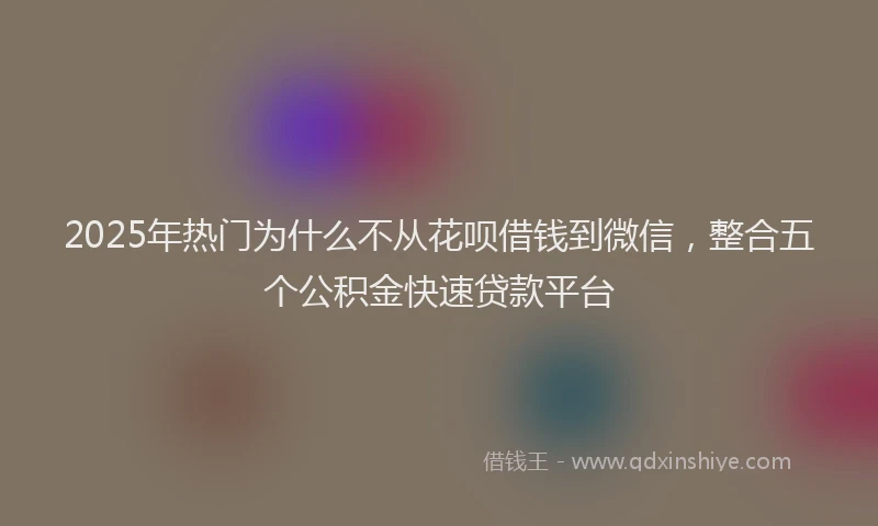 2025年热门为什么不从花呗借钱到微信，整合五个公积金快速贷款平台