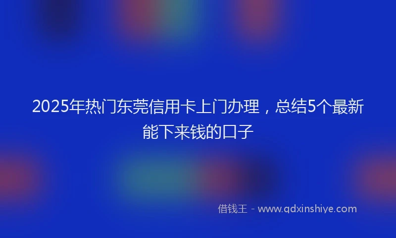 2025年热门东莞信用卡上门办理，总结5个最新能下来钱的口子