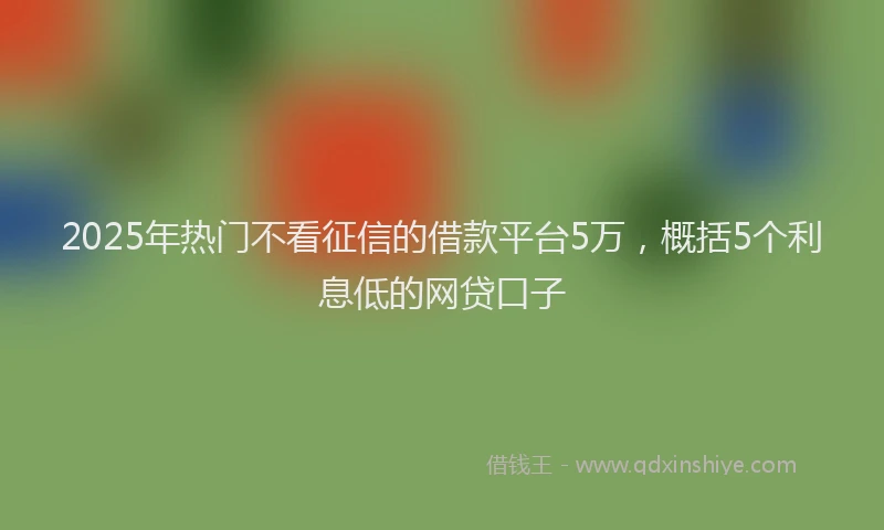 2025年热门不看征信的借款平台5万，概括5个利息低的网贷口子