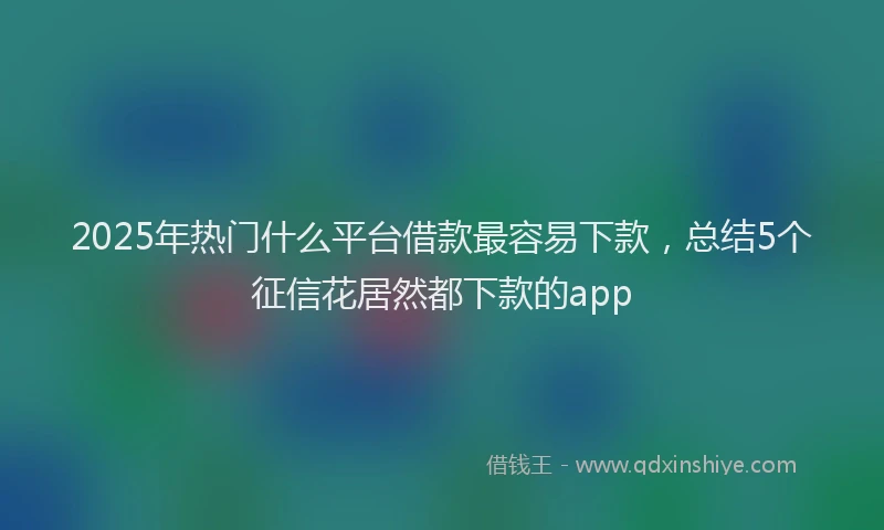 2025年热门什么平台借款最容易下款，总结5个征信花居然都下款的app
