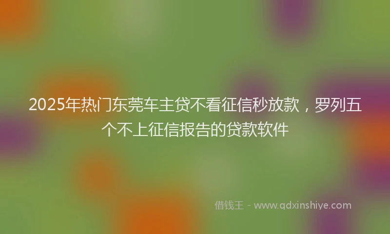 2025年热门东莞车主贷不看征信秒放款，罗列五个不上征信报告的贷款软件