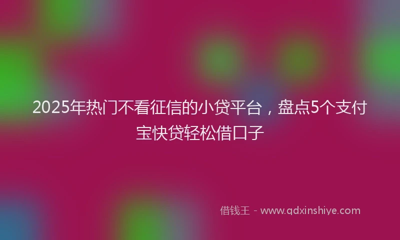 2025年热门不看征信的小贷平台，盘点5个支付宝快贷轻松借口子