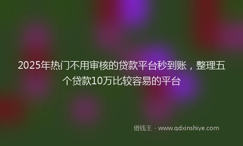 2025年热门不用审核的贷款平台秒到账，整理五个贷款10万比较容易的平台