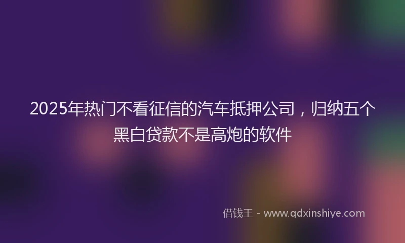 2025年热门不看征信的汽车抵押公司，归纳五个黑白贷款不是高炮的软件