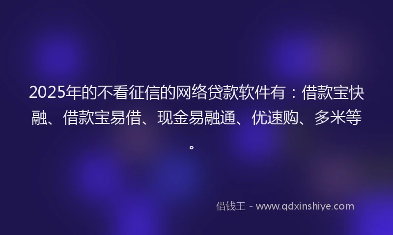 2025年的不看征信的网络贷款软件有：借款宝快融、借款宝易借、现金易融通、优速购、多米等。