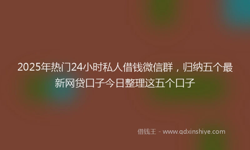 2025年热门24小时私人借钱微信群，归纳五个最新网贷口子今日整理这五个口子