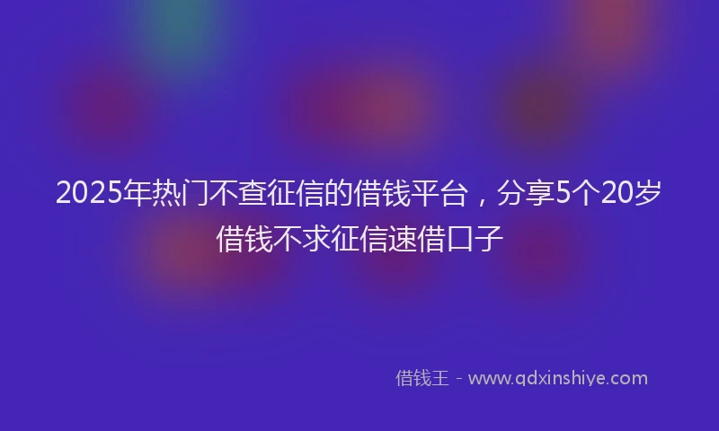 2025年热门不查征信的借钱平台，分享5个20岁借钱不求征信速借口子