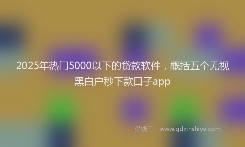 2025年热门5000以下的贷款软件，概括五个无视黑白户秒下款口子app