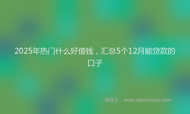 2025年热门什么好借钱，汇总5个12月能贷款的口子