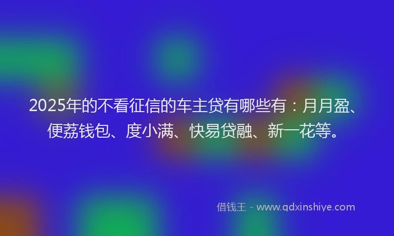 2025年的不看征信的车主贷有哪些有：月月盈、便荔钱包、度小满、快易贷融、新一花等。