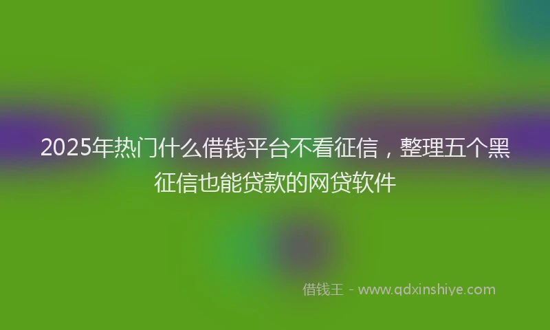 2025年热门什么借钱平台不看征信，整理五个黑征信也能贷款的网贷软件