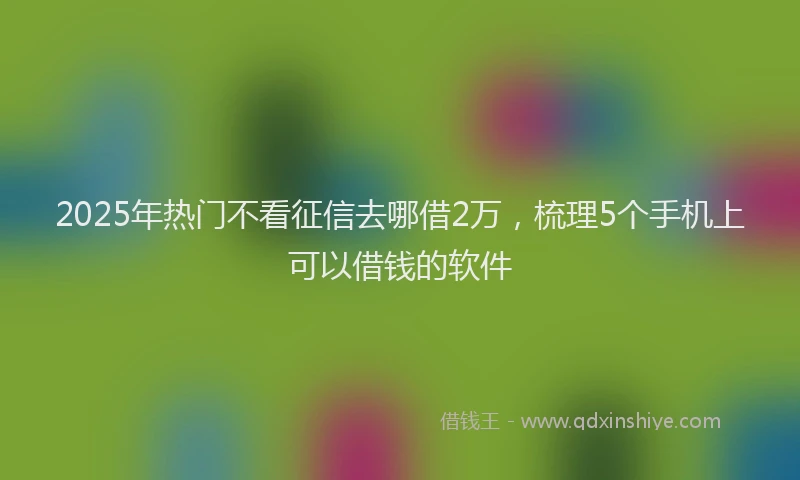 2025年热门不看征信去哪借2万，梳理5个手机上可以借钱的软件