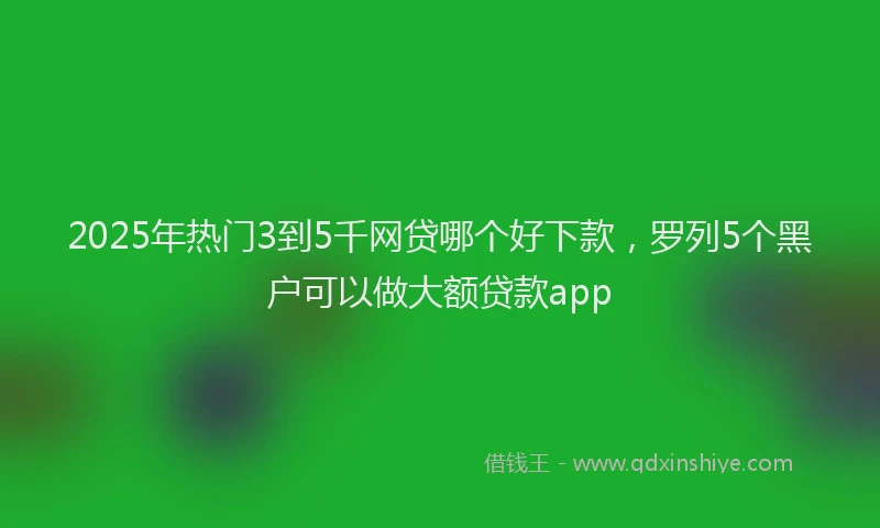 2025年热门3到5千网贷哪个好下款，罗列5个黑户可以做大额贷款app