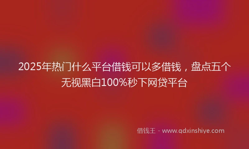 2025年热门什么平台借钱可以多借钱，盘点五个无视黑白100%秒下网贷平台