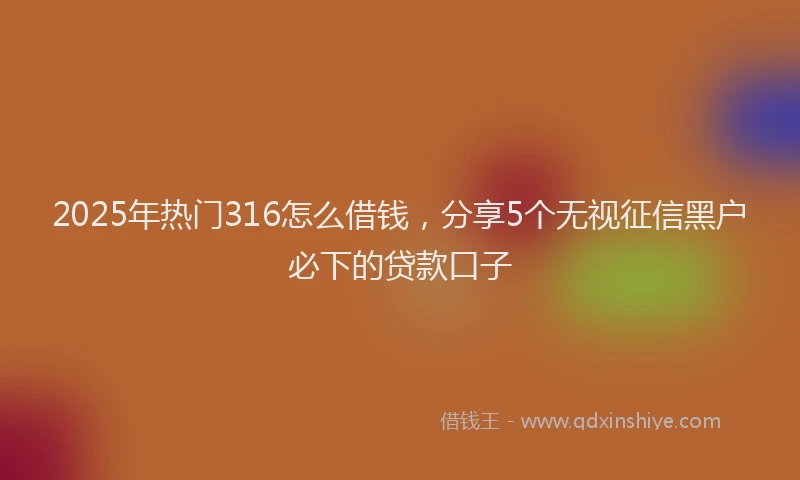 2025年热门316怎么借钱，分享5个无视征信黑户必下的贷款口子