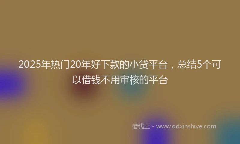 2025年热门20年好下款的小贷平台，总结5个可以借钱不用审核的平台