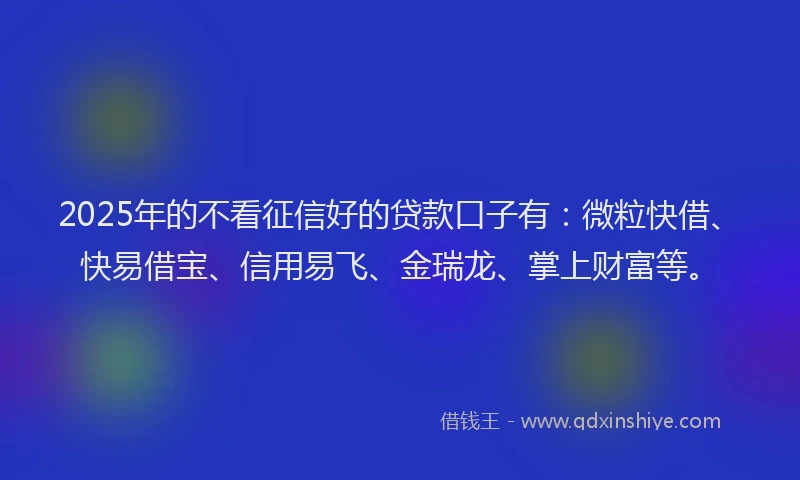 2025年的不看征信好的贷款口子有：微粒快借、快易借宝、信用易飞、金瑞龙、掌上财富等。