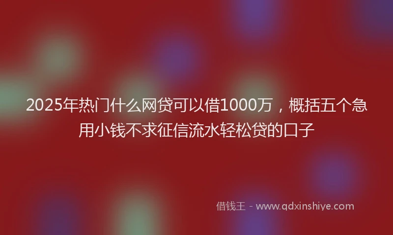 2025年热门什么网贷可以借1000万，概括五个急用小钱不求征信流水轻松贷的口子