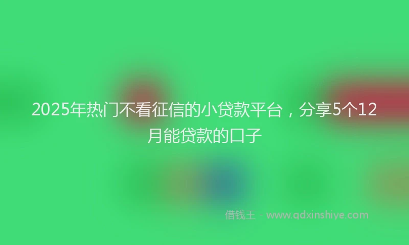 2025年热门不看征信的小贷款平台，分享5个12月能贷款的口子