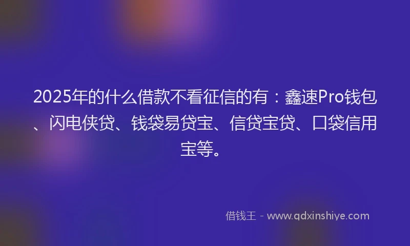 2025年的什么借款不看征信的有：鑫速Pro钱包、闪电侠贷、钱袋易贷宝、信贷宝贷、口袋信用宝等。