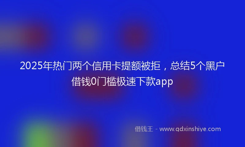 2025年热门两个信用卡提额被拒，总结5个黑户借钱0门槛极速下款app