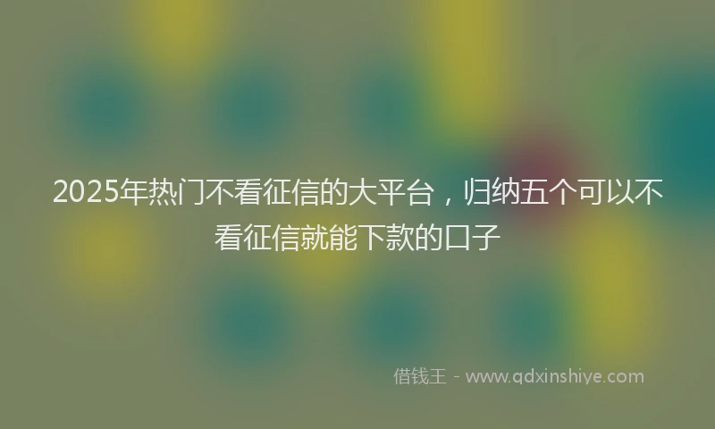 2025年热门不看征信的大平台，归纳五个可以不看征信就能下款的口子