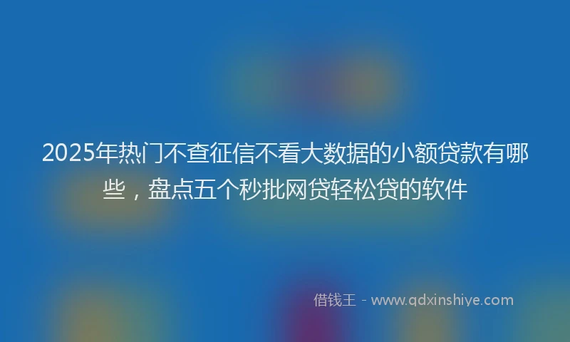 2025年热门不查征信不看大数据的小额贷款有哪些，盘点五个秒批网贷轻松贷的软件