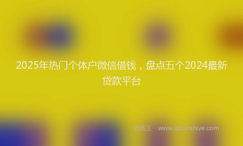 2025年热门个体户微信借钱，盘点五个2024最新贷款平台