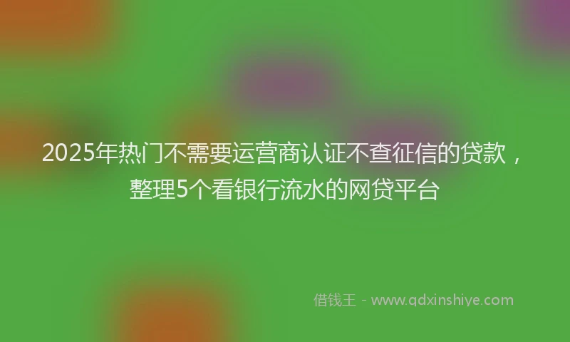 2025年热门不需要运营商认证不查征信的贷款，整理5个看银行流水的网贷平台