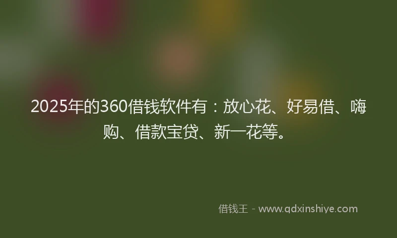 2025年的360借钱软件有：放心花、好易借、嗨购、借款宝贷、新一花等。