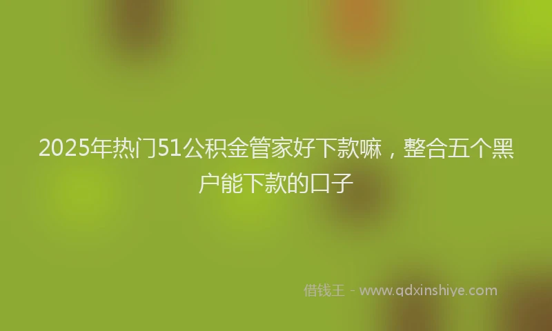 2025年热门51公积金管家好下款嘛，整合五个黑户能下款的口子
