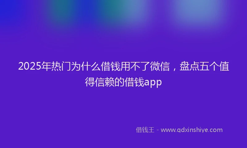 2025年热门为什么借钱用不了微信，盘点五个值得信赖的借钱app