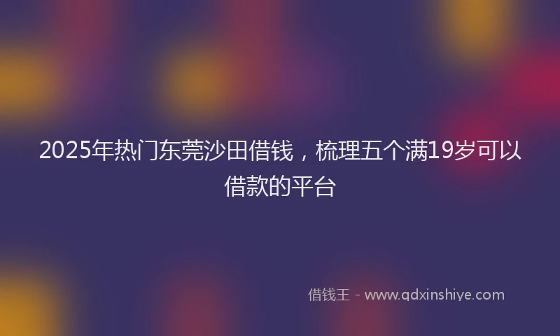 2025年热门东莞沙田借钱，梳理五个满19岁可以借款的平台