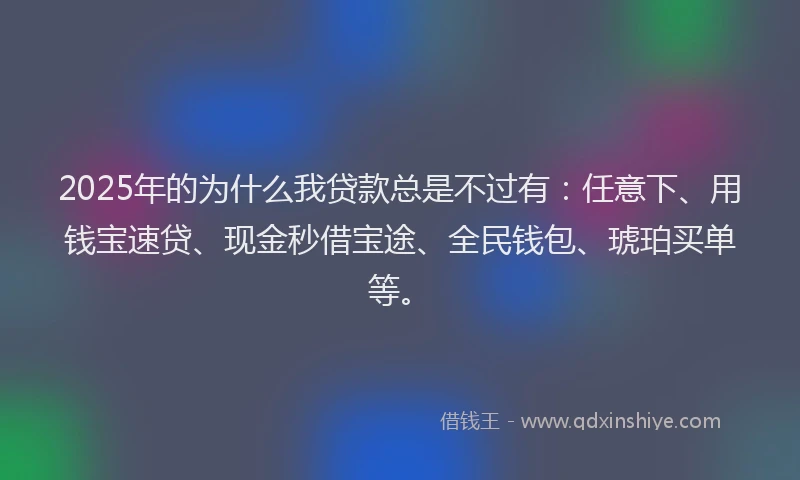 2025年的为什么我贷款总是不过有：任意下、用钱宝速贷、现金秒借宝途、全民钱包、琥珀买单等。