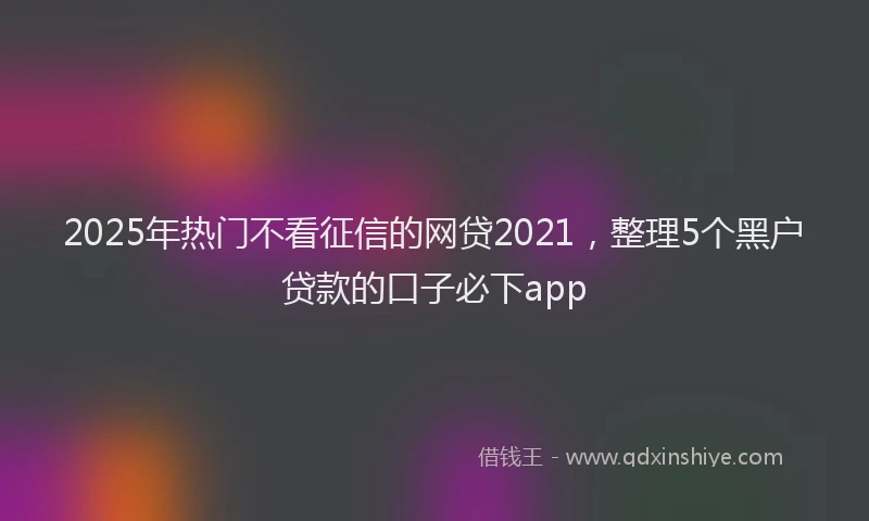 2025年热门不看征信的网贷2021，整理5个黑户贷款的口子必下app