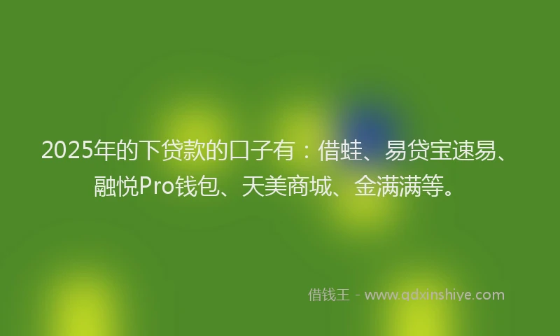 2025年的下贷款的口子有：借蛙、易贷宝速易、融悦Pro钱包、天美商城、金满满等。