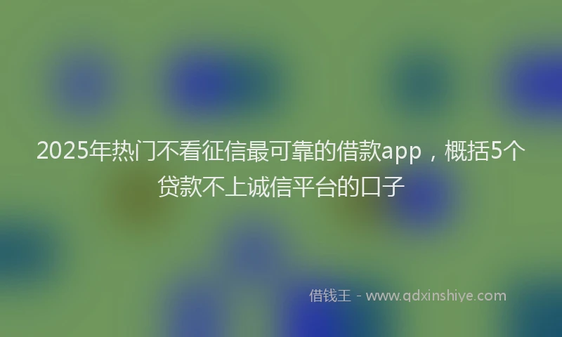 2025年热门不看征信最可靠的借款app，概括5个贷款不上诚信平台的口子