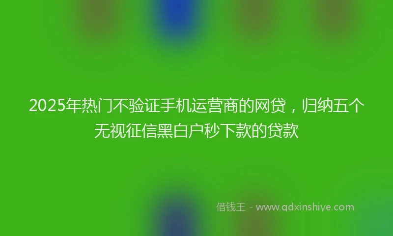 2025年热门不验证手机运营商的网贷，归纳五个无视征信黑白户秒下款的贷款