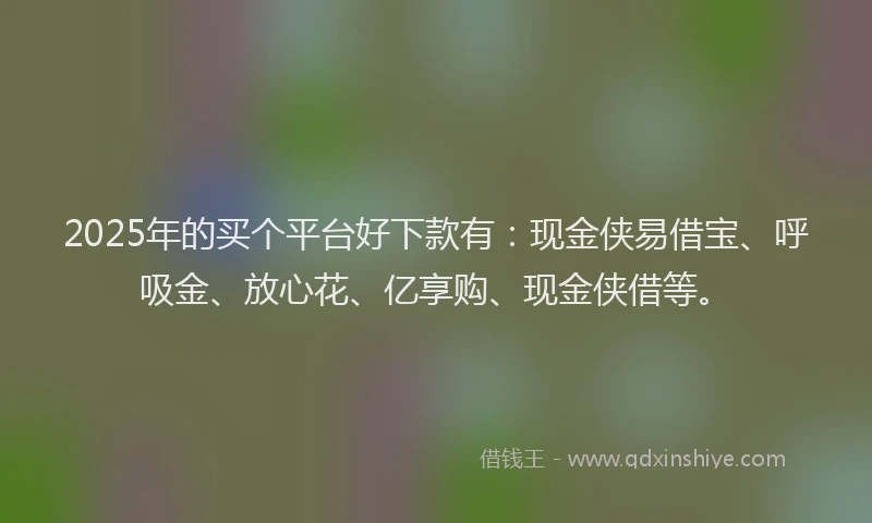 2025年的买个平台好下款有：现金侠易借宝、呼吸金、放心花、亿享购、现金侠借等。