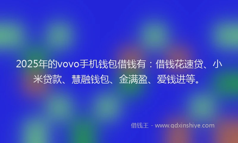 2025年的vovo手机钱包借钱有：借钱花速贷、小米贷款、慧融钱包、金满盈、爱钱进等。