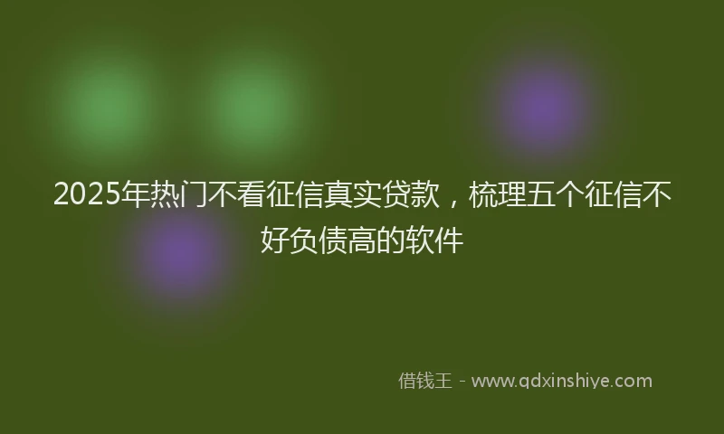 2025年热门不看征信真实贷款，梳理五个征信不好负债高的软件