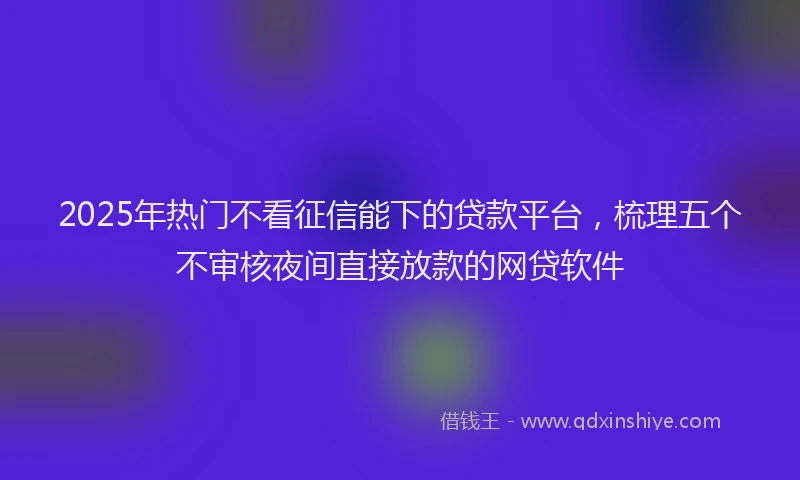 2025年热门不看征信能下的贷款平台，梳理五个不审核夜间直接放款的网贷软件
