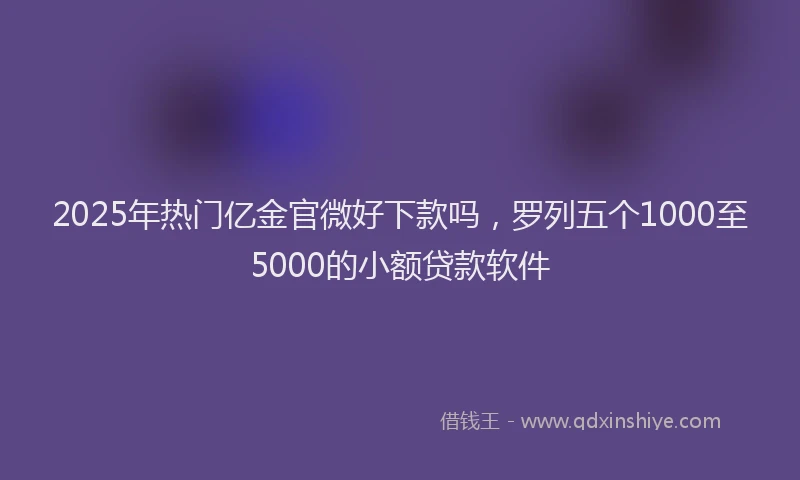 2025年热门亿金官微好下款吗，罗列五个1000至5000的小额贷款软件