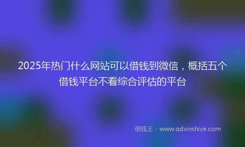 2025年热门什么网站可以借钱到微信，概括五个借钱平台不看综合评估的平台