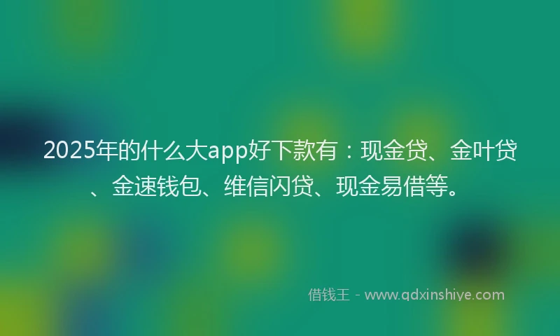 2025年的什么大app好下款有：现金贷、金叶贷、金速钱包、维信闪贷、现金易借等。