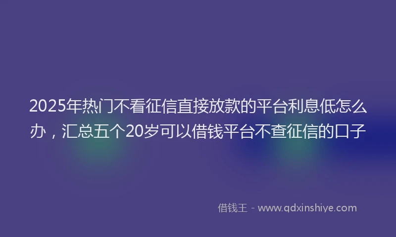 2025年热门不看征信直接放款的平台利息低怎么办，汇总五个20岁可以借钱平台不查征信的口子