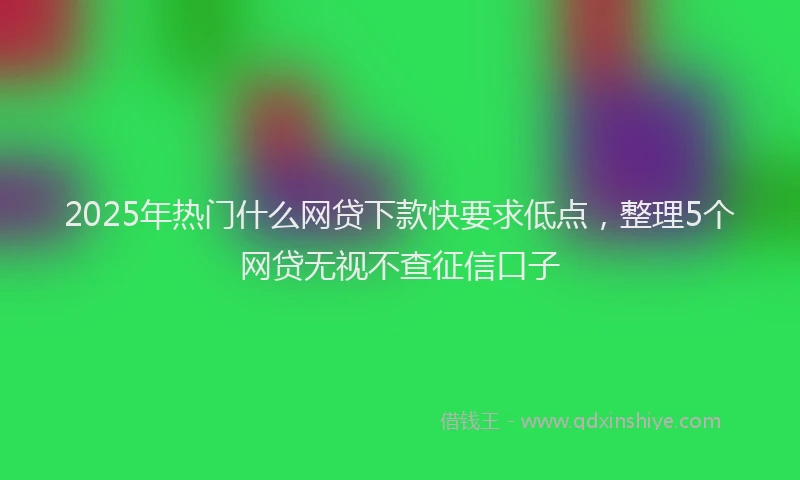 2025年热门什么网贷下款快要求低点，整理5个网贷无视不查征信口子