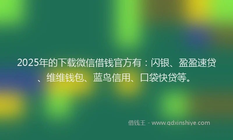 2025年的下载微信借钱官方有：闪银、盈盈速贷、维维钱包、蓝鸟信用、口袋快贷等。
