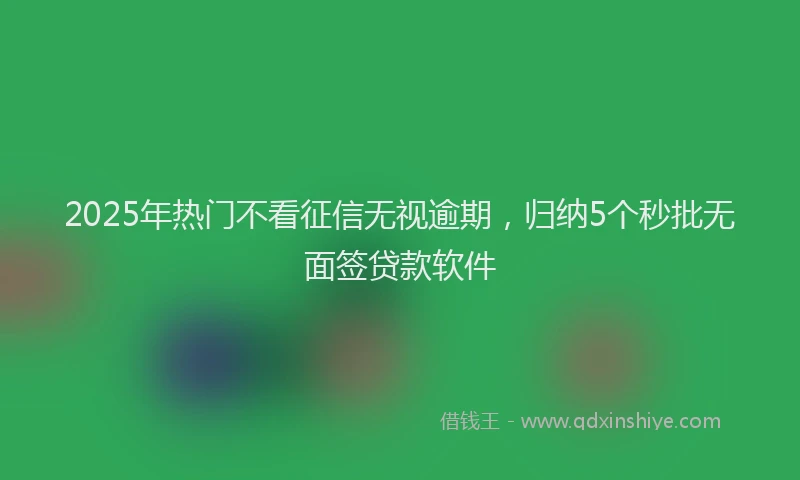 2025年热门不看征信无视逾期，归纳5个秒批无面签贷款软件